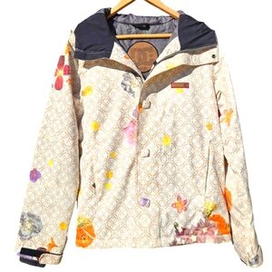 DC Women's Ski Jacket - Cream with Floral Accents